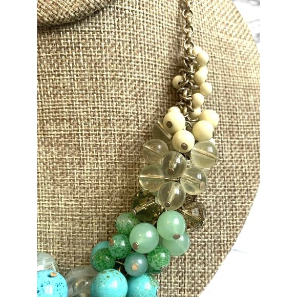 Lia Sophia Cluster Necklace Bollywood Blue & Smoky Cha Cha Beads Max Length 18” - Picture 3 of 6